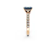Solitaire Engagement Ring Setting for Fancy Blue Emerald Cut Center with Large Accents and Prong Head in Rose Gold