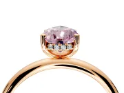 Hidden Halo Engagement Ring Setting for Fancy Pink Pear-Shaped Center with Thin Round-Wire Band and Prong Head in Rose Gold