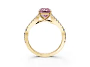 Solitaire Engagement Ring Setting for Fancy Pink Radiant Cut Center with Pave Split Shank and Prong Head in Yellow Gold