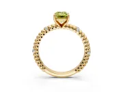 Rope Engagement Ring Setting for Fancy Yellow Emerald Cut Center with Accent Shoulders and Prong Head in Yellow Gold