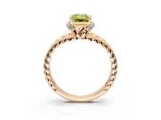 Halo Engagement Ring Setting for Fancy Yellow Emerald Cut Center with Rope Twist Split Shank and Prong Head in Rose Gold