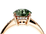 Solitaire Engagement Ring Setting for Fancy Green Round Cut Center with Channel-Set Accent Band and Prong Head in Rose Gold