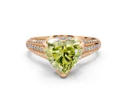 Solitaire Engagement Ring Setting for Fancy Yellow Heart-Shaped Center with Accented Split Shank and Prong Head in Rose Gold