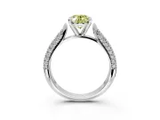 Solitaire Engagement Ring Setting for Fancy Yellow Oval Center with Multi-Row Accents and Prong Head in Platinum