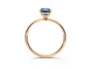 Solitaire Engagement Ring Setting for Fancy Blue Emerald Cut Center with Straight Thin Band and Prong Head in Rose Gold