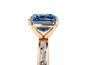 Solitaire Engagement Ring Setting for Fancy Blue Asscher Cut Center with Channel Baguette Band and Prong Head in Rose Gold