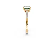 Solitaire Engagement Ring Setting for Fancy Green Princess Cut Center with Channel Accents and Prong Head in Yellow Gold