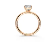 Low-Set Solitaire Engagement Ring Setting for Cushion Cut Center with Thin Plain Band and Prong Head in Rose Gold