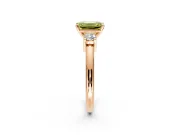 3 Stone Engagement Ring Setting for Fancy Yellow Emerald Cut Center with Wide Plain Band and Prong Head in Rose Gold