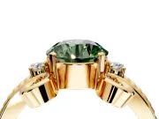 Solitaire Engagement Ring Setting for Fancy Green Round Cut Center with Twisted Band and Scroll Prong Head in Yellow Gold