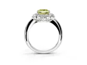 Small-Accent Cluster Halo Engagement Ring Setting for Fancy Yellow Princess Cut Center with Plain Band and Prong Head in Platinum