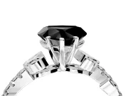 Leaf Motif Engagement Ring Setting for Fancy Black Heart-Shaped Center with Pave Band and Prong Head in Platinum