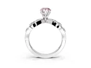Solitaire Engagement Ring Setting for Fancy Pink Pear-Shaped Center with Criss-Cross Accent Band and Prong Head in Sterling Silver