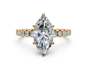 Solitaire Engagement Ring Setting for Marquise Center with Large Accents and Prong Head in Yellow Gold