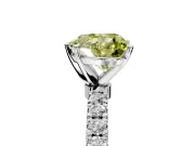 Open Basket Engagement Ring Setting for Fancy Yellow Heart-Shaped Center with Pave Band and Prong Head in Platinum