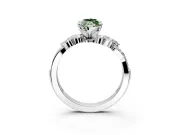 Solitaire Engagement Ring Setting for Fancy Green Marquise Center with Marquise Accent Twist Band and Prong Head in Sterling Silver