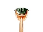 Solitaire Engagement Ring Setting for Fancy Green Round Cut Center with Knife Ridge Band and Claw Prong Head in Rose Gold