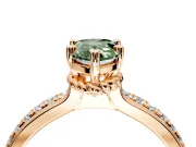 Solitaire Engagement Ring Setting for Fancy Green Pear-Shaped Center with Raised Channel Band and Prong Head in Rose Gold