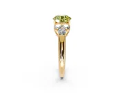 Cluster Engagement Ring Setting for Fancy Yellow Round Cut Center with Round Cut Accent Frame and Prong Head in Yellow Gold