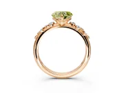 Cluster Engagement Ring Setting for Fancy Yellow Heart-Shaped Center with Round Cut Accent Band and Prong Head in Rose Gold