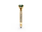 Milgrain Pave Engagement Ring Setting for Fancy Green Cushion Cut Center with Accent Band and Prong Head in Yellow Gold