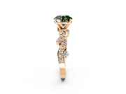 Solitaire Engagement Ring Setting for Fancy Green Round Cut Center with Bar-Station Pave Twist and Prong Head in Rose Gold