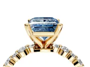 Solitaire Engagement Ring Setting for Fancy Blue Princess Cut Center with Alternating Size Accents and Prong Head in Yellow Gold