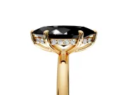 Hidden Halo Engagement Ring Setting for Fancy Black Marquise Center with Thin Rounded Band and Prong Head in Yellow Gold