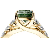 Solitaire Engagement Ring Setting for Fancy Green Princess Cut Center with Graduated Shared Prongs and Prong Head in Yellow Gold