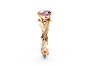Solitaire Engagement Ring Setting for Fancy Pink Heart-Shaped Center with Pave and Plain Crossover Band and Prong Head in Rose Gold