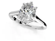 Solitaire Engagement Ring Setting for Oval Center with Cathedral Band and Prong Head in Platinum