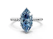 Solitaire Engagement Ring Setting for Fancy Blue Marquise Center with Plain Twisted Rope Band and Prong Head in Platinum