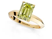 Solitaire Engagement Ring Setting for Fancy Yellow Emerald Cut Center with Wide Knife Ridge Band and Prong Head in Yellow Gold