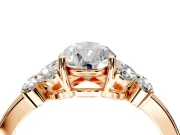 Solitaire Engagement Ring Setting for Pear-Shaped Center with Marquise Flower Shoulders and Prong Head in Rose Gold
