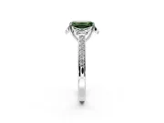 Floral Engagement Ring Setting for Fancy Green Emerald Cut Center with Four Accent Clusters and Prong Head in Platinum