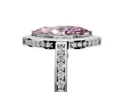 Halo Engagement Ring Setting for Fancy Pink Marquise Center with Framed Halo, Pave Band and Prong Head in White Gold