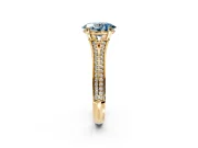 Solitaire Engagement Ring Setting for Fancy Blue Oval Center with Pave Rail Split Shank and Prong Head in Yellow Gold