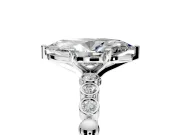 Solitaire Engagement Ring Setting for Marquise Center with Bezel-Dot Beaded Band and Prong Head in White Gold