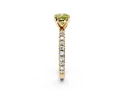 Solitaire Engagement Ring Setting for Fancy Yellow Cushion Cut Center with Fine Pave Band and Claw Prong Head in Yellow Gold