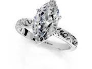 Solitaire Engagement Ring Setting for Marquise Center with Scrollwork Band and Prong Head in Platinum