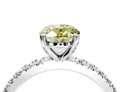Solitaire Engagement Ring Setting for Fancy Yellow Oval Center with Fine Pave Band and Claw Prong Head in Sterling Silver