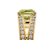 Split Shank Engagement Ring Setting for Fancy Yellow Asscher Cut Center with Pave Split Shank and Prong Head in Yellow Gold