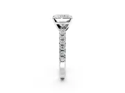 Solitaire Engagement Ring Setting for Radiant Cut Center with Large Accents and Prong Head in White Gold