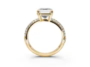 Solitaire Engagement Ring Setting for Asscher Cut Center with Multi-Row Pave Accents and Basket Head in Yellow Gold