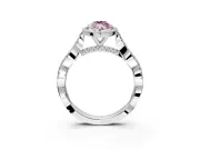 Halo Engagement Ring Setting for Fancy Pink Marquise Center with Twist Band and Prong Head in White Gold