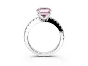 Solitaire Engagement Ring Setting for Fancy Pink Asscher Cut Center with Single Row Accent Band and Prong Head in Platinum