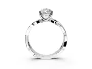 Solitaire Engagement Ring Setting for Pear-Shaped Center with Pave and Plain Crossover Band and Prong Head in Sterling Silver