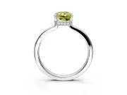 Hidden Halo Engagement Ring Setting for Fancy Yellow Radiant Cut Center with Wide Flat Plain Band and Prong Head in White Gold