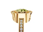 Halo Engagement Ring Setting for Fancy Yellow Round Cut Center with Milgrain Halo, Pave Band and Prong Head in Yellow Gold