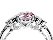 Cluster Engagement Ring Setting for Fancy Pink Oval Center with Bezel Accent Clusters and Prong Head in White Gold